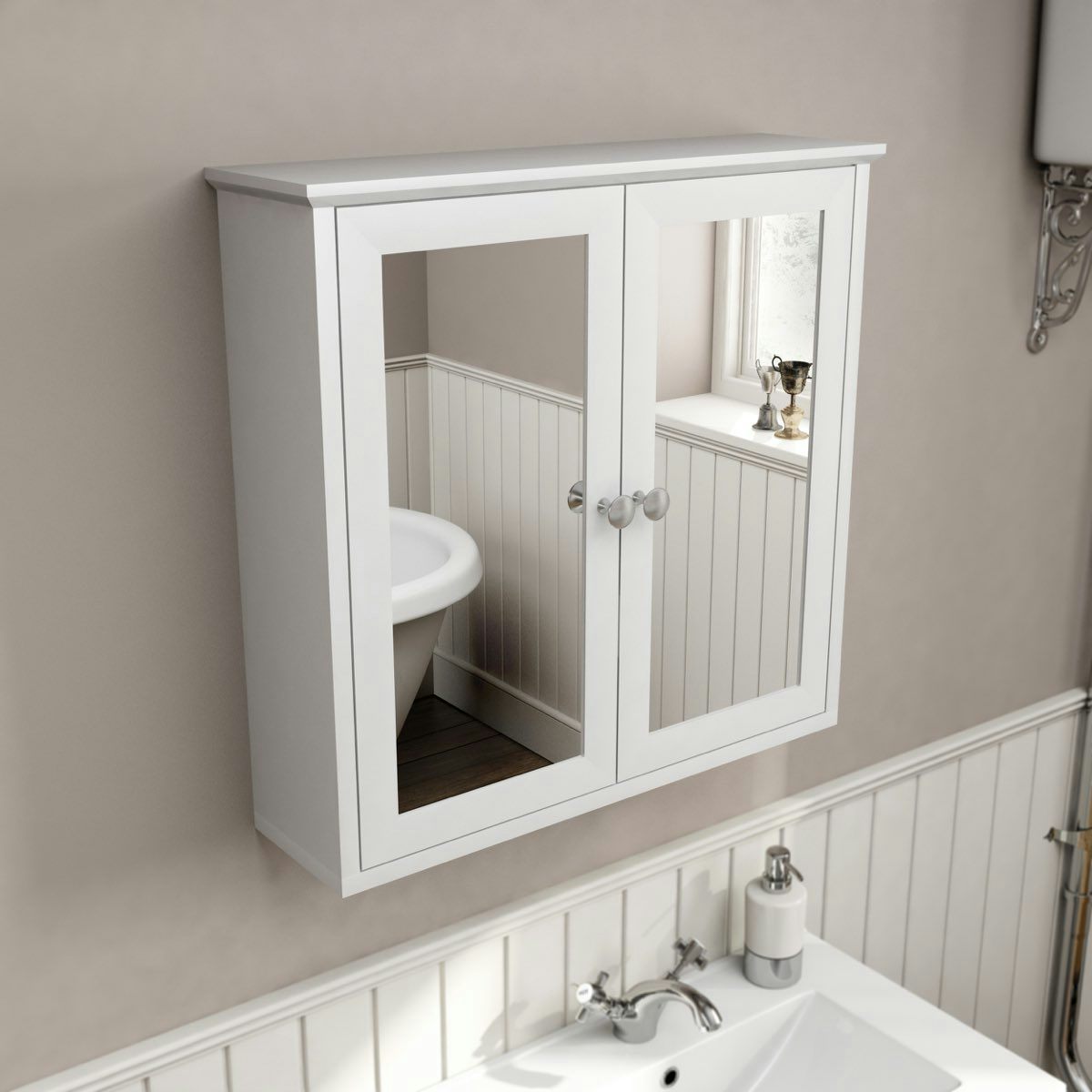 The Bath Co. Camberley white wall hung mirror cabinet ...