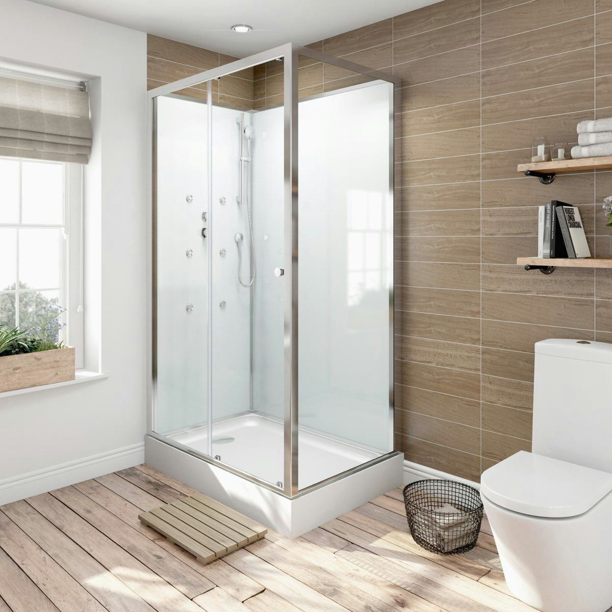 Glass Backed Rectangular Shower Cabin 1200x800 ...