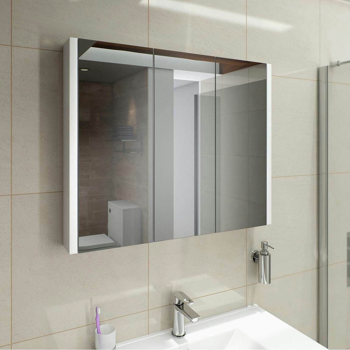 Odessa White 3 Door Bathroom Mirror