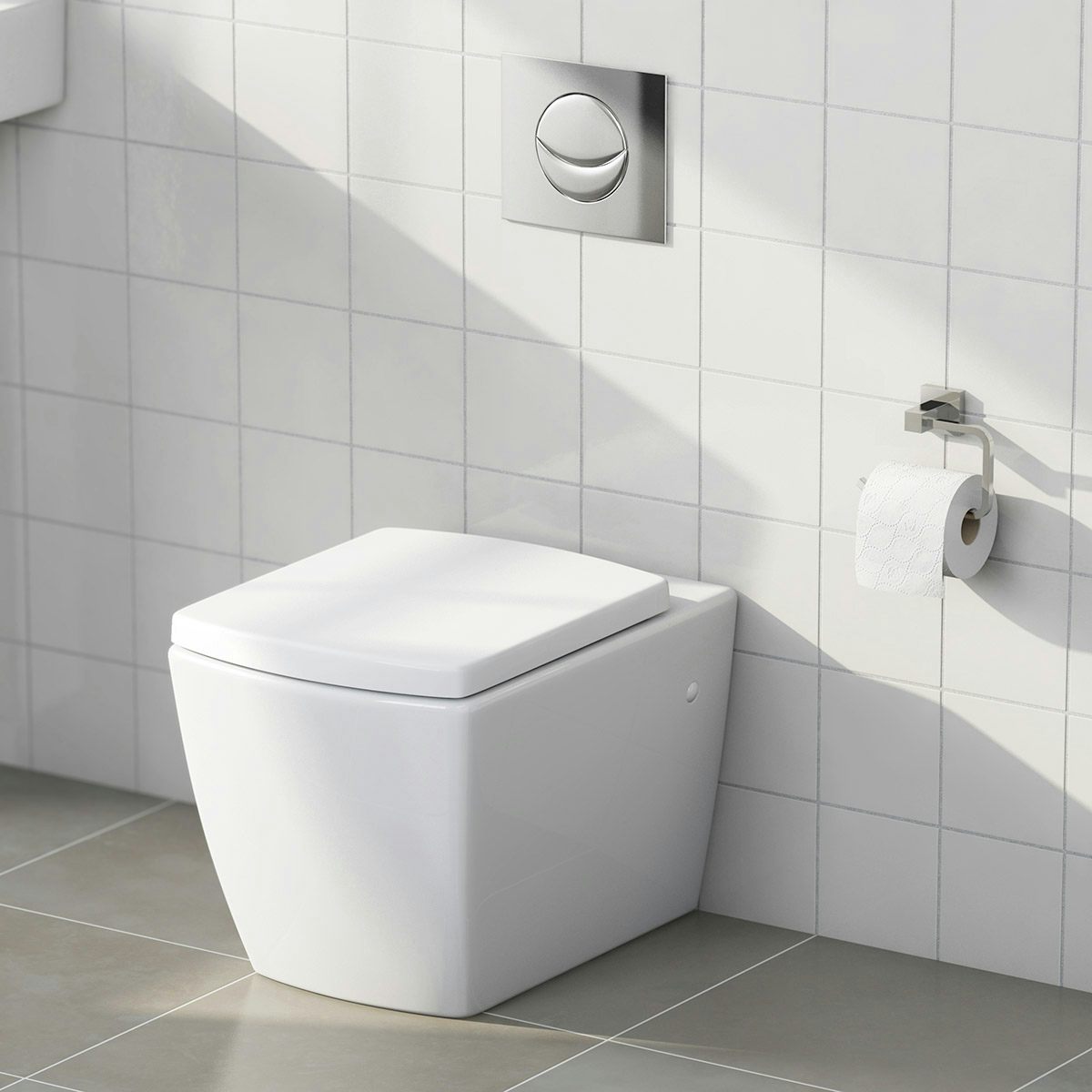 Montreal back to wall toilet with soft close seat and concealed cistern