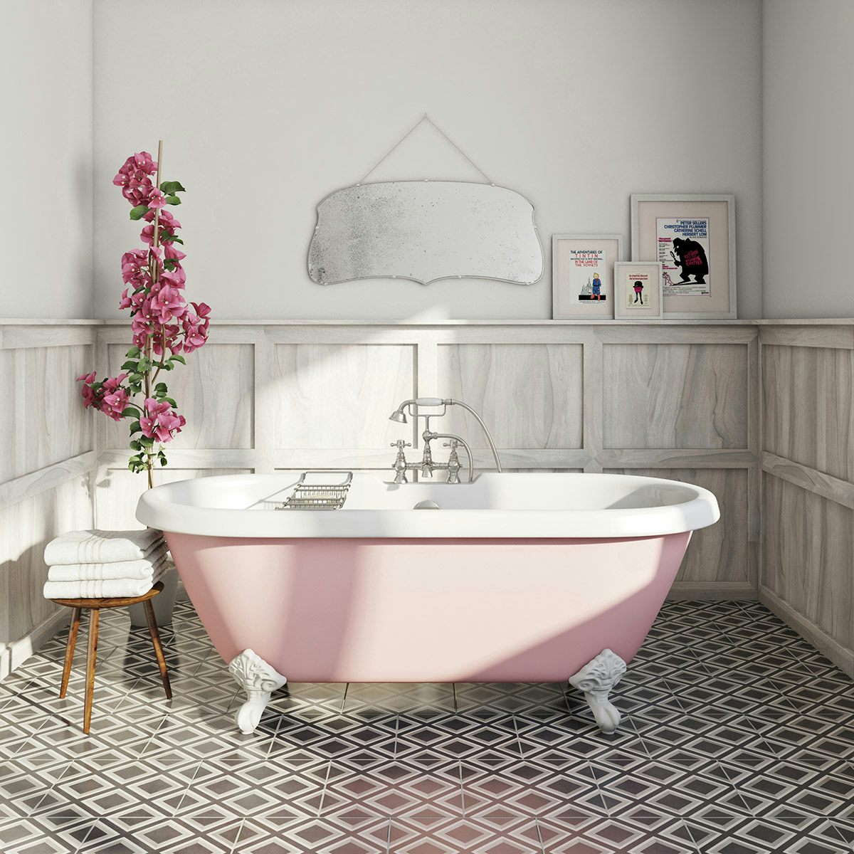 The Bath Co. Victoria rose coloured bath with Hampshire ...